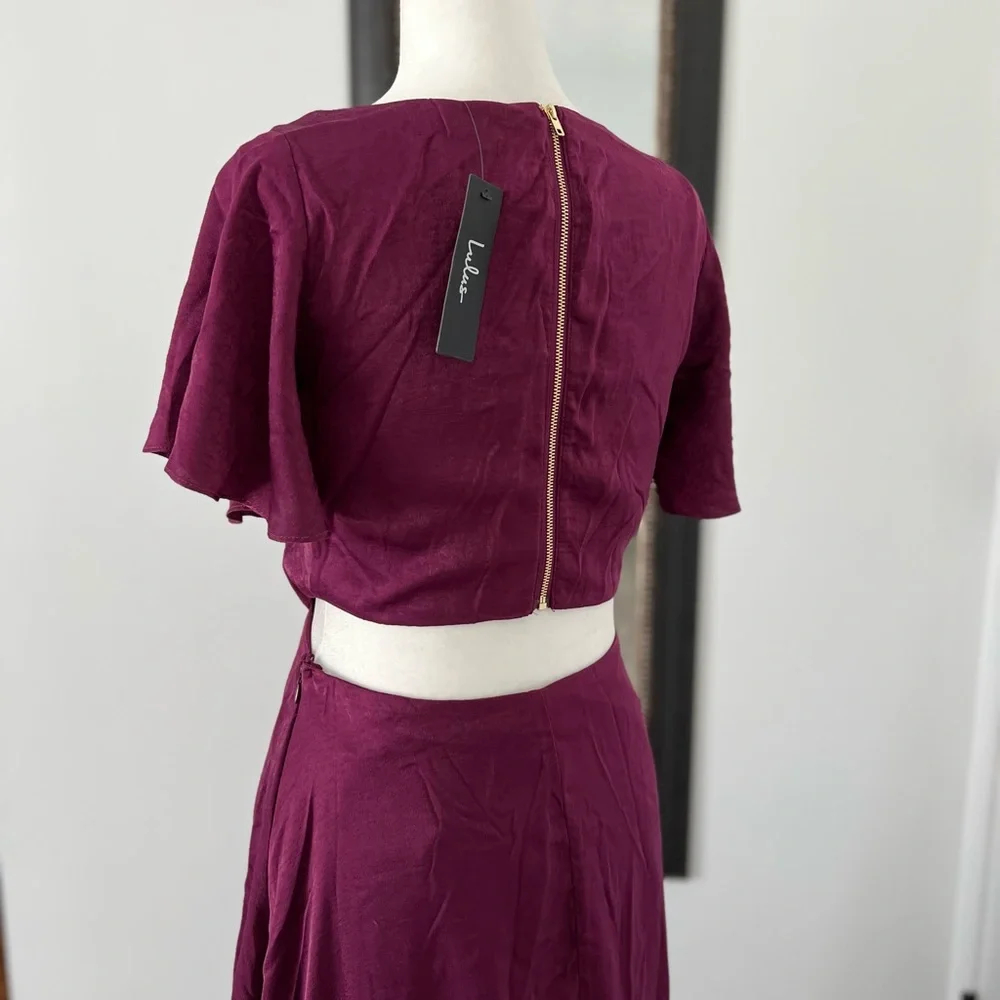 NWT lulu’s long dress maxi dress dark red burgundy women’s size small Small - Picture 5 of 16